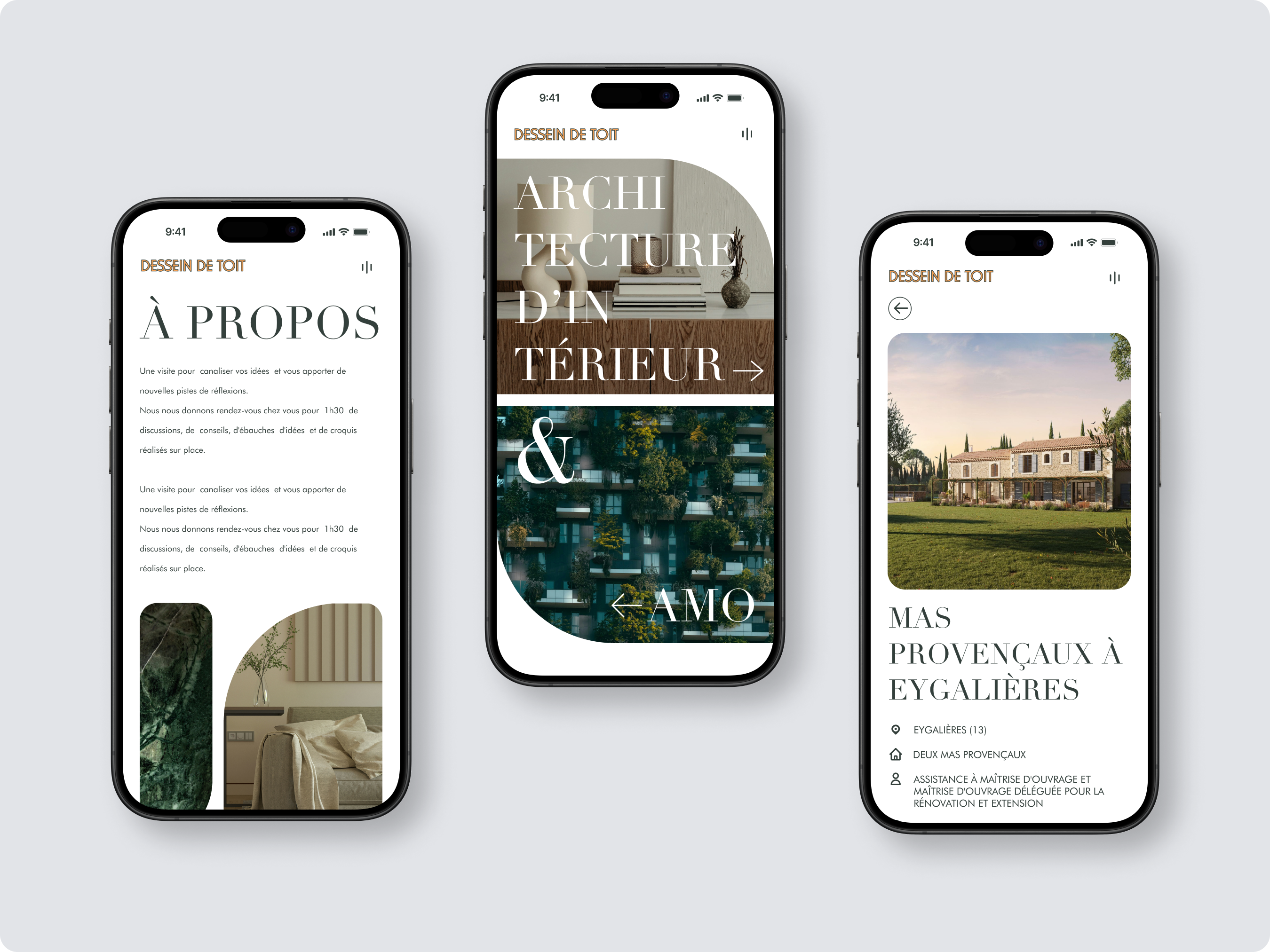 Dessein de Toit mobile homepage