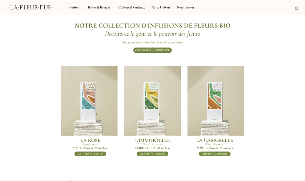 La Fleur Nue homapge products portfolio