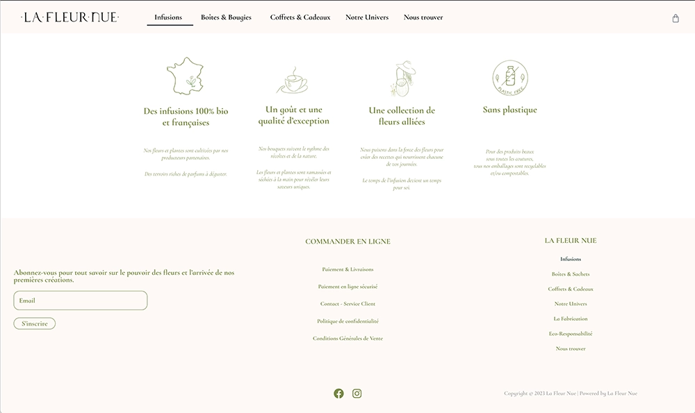 La Fleur Nue hompage custom icons portfolio