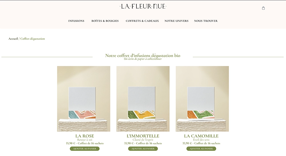 La Fleur Nue page collection produit portfolio