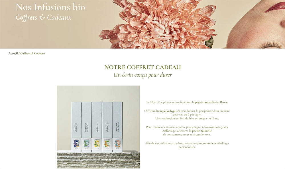 La Fleur Nue page coffret portfolio