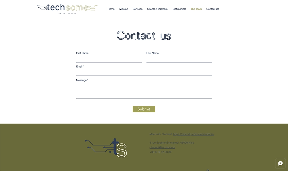 Techsome homepage contact portfolio